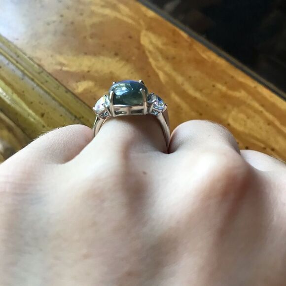 Natural Labradorite Mystic Topaz Sterling Silver Ring Size 7 - Picture 4 of 8